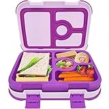 Bento Box for Kids, AIZARA Leakproof BPA Free Lunch Box Food Storage Container 4 Compartment Snack Packing for Travel & to-go Meal School Picnic Boys Girls Children and more（Purple）