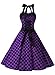Dressystar Vintage Polka Dot Retro Cocktail Prom Dresses 50's 60's Rockabilly Bandage Purple Black Dot S