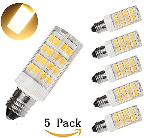 T4 E11 LED Bulb, T4 Mini Candelabra LED E11 Base 110V 4 Watt, 35W Equivalent E11 T4 Halogen light bulb, JD Type E11 Dimmable LED Warm White 2700K (Pack of 5)