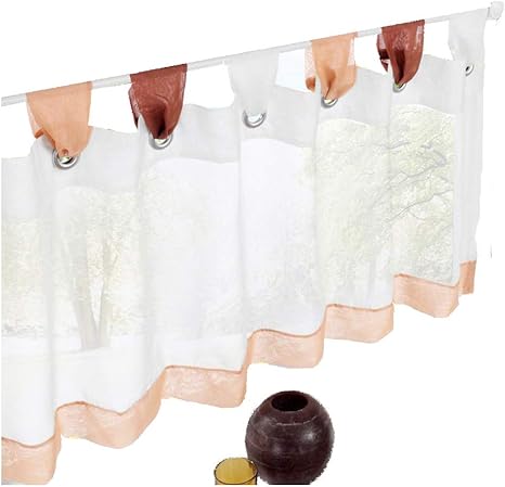 homeyho cortina semitransparente para sala de estar cortina corta con patron de cafe cortina transparente para dormitorio cortina pequena para