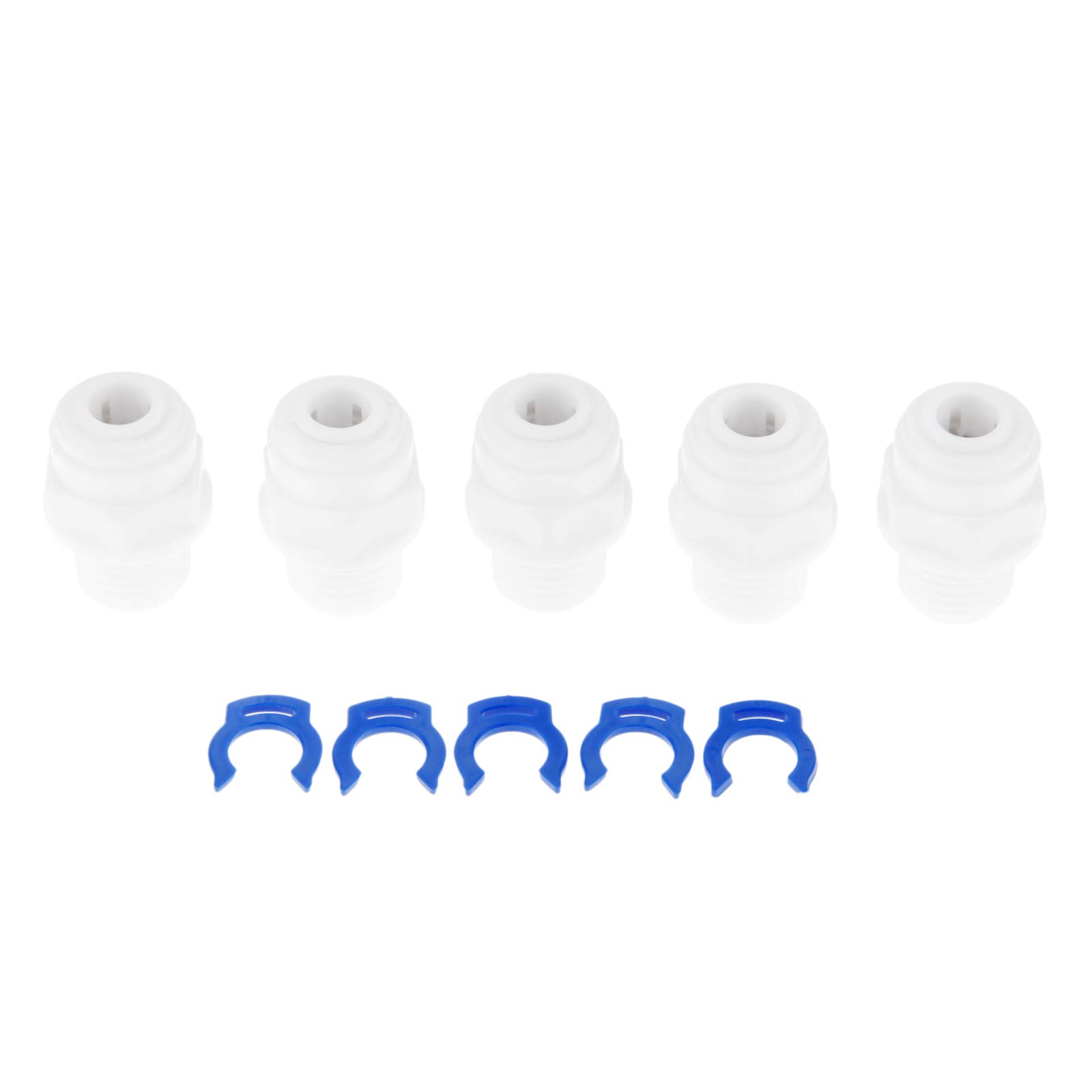 Yetaha 5pcs RO Water Straight Pipe Fitting Hose Connectors 1/4" Male Thread-1/4 OD Hose BSP Male Thread Plastic Quick Connector System Water Purifies