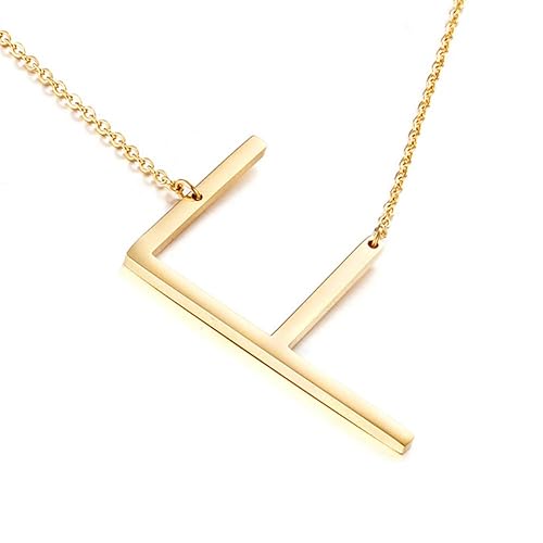 MOMOL Sideways Initial Necklace 18K Gold Plated Stainless Steel