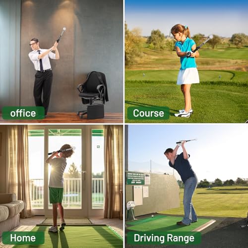 5-in-1 Retractable Golf Swing Trainer, Training Aid with Grip Trainer, Grip Correction for Beginners & Tempo Training for Advanced, Click Feedback, Arm Connection, Right/Left-Handed, Indoor/Outdoor