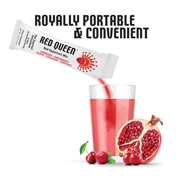 RED QUEEN® RED SUPERFRUIT DRINK MIX|1G SUGAR, 25 CALORIES PER SERVING|RED SUPERFRUIT ANTIOXIDANTS WITHOUT ALL THE SUGAR & CALORIES IN JUICE|CRANBERRY-POMEGRANATE-CHERRY-ELDERBERRY-GRAPESEED(PACK OF 8)