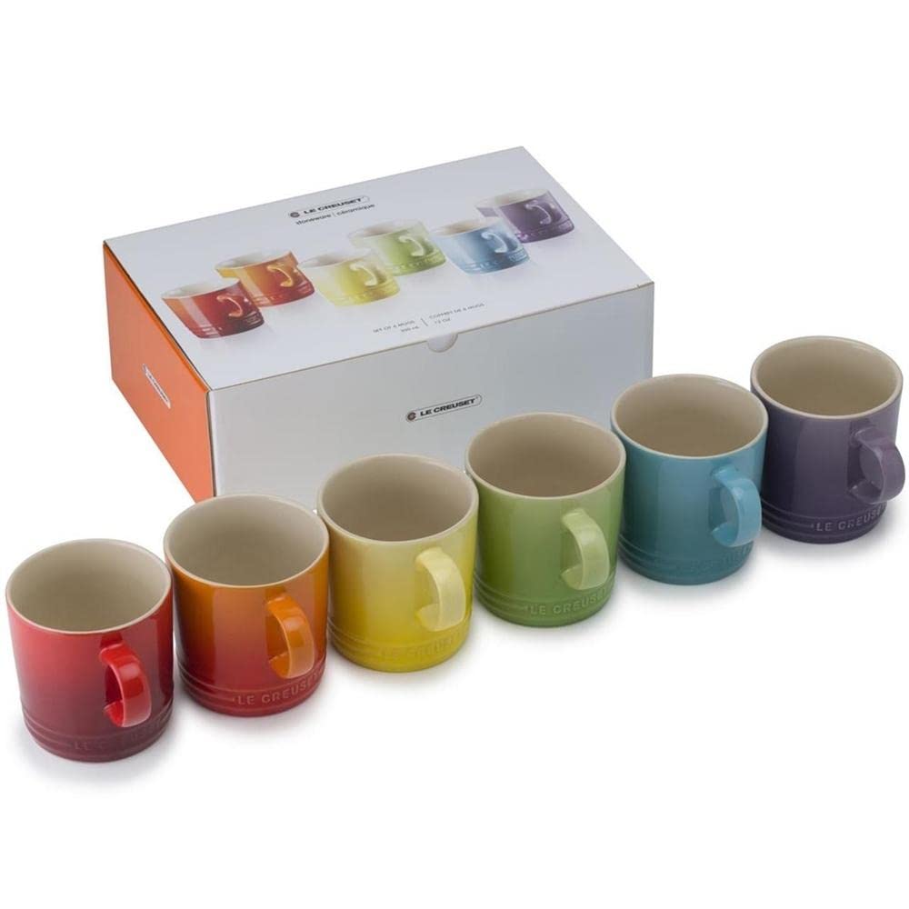 LE CREUSET Stoneware Rainbow Coffee Mugs, 350 ml, Cerise, Volcanic, Teal, Ultra Violet, Soleil, Palm, 79114358359030 — image 1