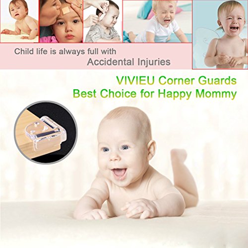 Baby Proofing Clear Corner Guards, 16 PCS Child Safety Table Corner Protectors Transparent, VIVIEU Anti-Collision Furniture Table Bumpers for Kids, Prevent from Head Injury and Bruises - Thumbnail 4