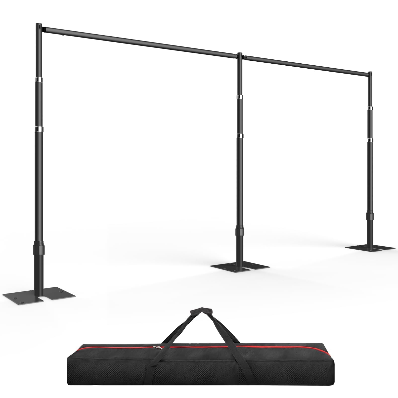 Photo 1 of EMART Backdrop Stand Heavy Duty 10ftx20ft, Adjustable Pipe and Drape Photo Background Support Kit, Metal Frame with Flat Base for Wedding Birthday Party Banquet Decorations-Black