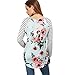 A Blues Man Womens Floral Print Long Striped Sleeve Casual Blouse T Shirt Tops