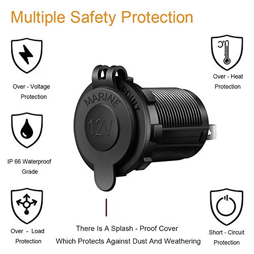 12V Cigarette Lighter Socket Car Marine Motorcycle ATV RV Lighter Socket Power Outlet Socket Receptacle Waterproof Plug 2Pack By MXRS - Thumbnail 2