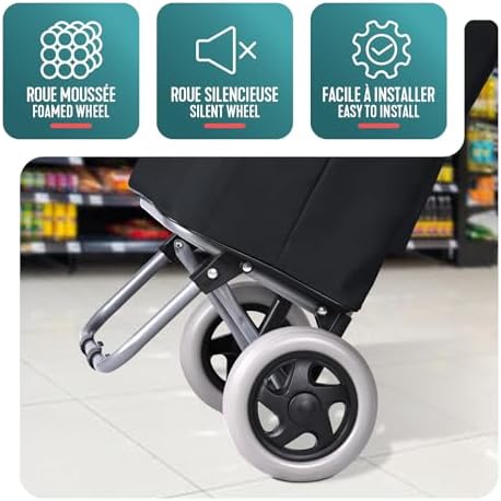 ® Carro de la Compra Plegable 2 Ruedas, Carrito Compra 2 en 1 de 59L con Bolsa Oxford Desmontable Bolsillo Trasero con Cremallera, Carro de Compras Chasis Ligero para Subir Escaleras Negro