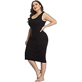 HDE Plus Size Bodycon Midi Dress Casual Fitted Jersey Tank Everyday Sundress