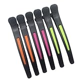 MOKALE 6 Pcs Silicone Band Maximum Gripping Duckbill Hair Clips Clamps Hairdressing Salon Croc Hair Grip Alligator Crocodile DIY Accessories Hairpins Non-slip Chic Styling Claw Hair Barrettes (Black)