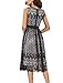 Noctflos Women's A Line Lace Cocktail Wedding Party Midi Swing Tea Dress Black S