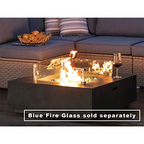 COSIEST Outdoor Propane Fire Pit Coffee Table w GreyishGreen Square