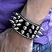 Zysta Men Women Rivet Studded Spike Genuine Leather Punk Rock Gothic Biker 40mm Wide Cuff Bracelet Adjustable Bangle Wristband Wrap