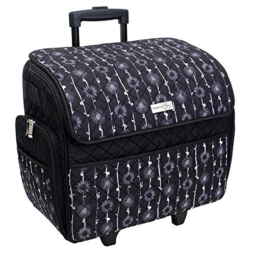 Everything Mary Deluxe Quilted Black & Floral Rolling Sewing Machine