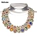 AWAYTR Ladies Choker Necklace Gold Tone Fashion Statement Big Multi Color Crystals Multi Color