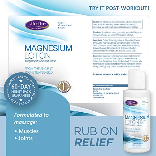Life-Flo Magnesium Lotion | Magnesium Chloride Supplement Sourced from Zechstein Seabed | For Muscle Massage & Relaxation | 2oz Travel Size
