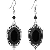 Vintage Crystal Earrings for Women,Gothic Red Black Gemstone Dangle Earrings Goth Vampire Earrings Classic Victoria Halloween Jewelry
