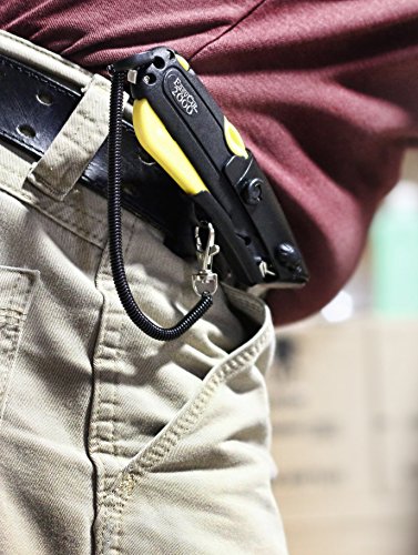 Modern Box Cutter for Retail Use - Extra tape cutter at back, dual side edge guide, 3 blade depth setting, 2 blades and holster - Yellow Color 2000 - Thumbnail 4