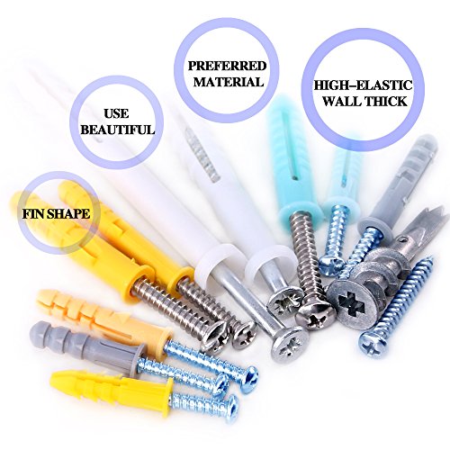 Glarks 220Pieces Plastic Self Drilling Drywall Ribbed Anchors HollowWall Anchor with Screws