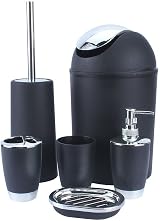 Shine Bathroom Set 6 Piece Accessory Black Waste Bin 4L Soap Dish Dispenser view 1