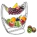 MyGift® Gunmetal Gray Metal Double Hammock Fruit Basket, 2-Tier Vegetables Produce Storage Rack Display Stand
