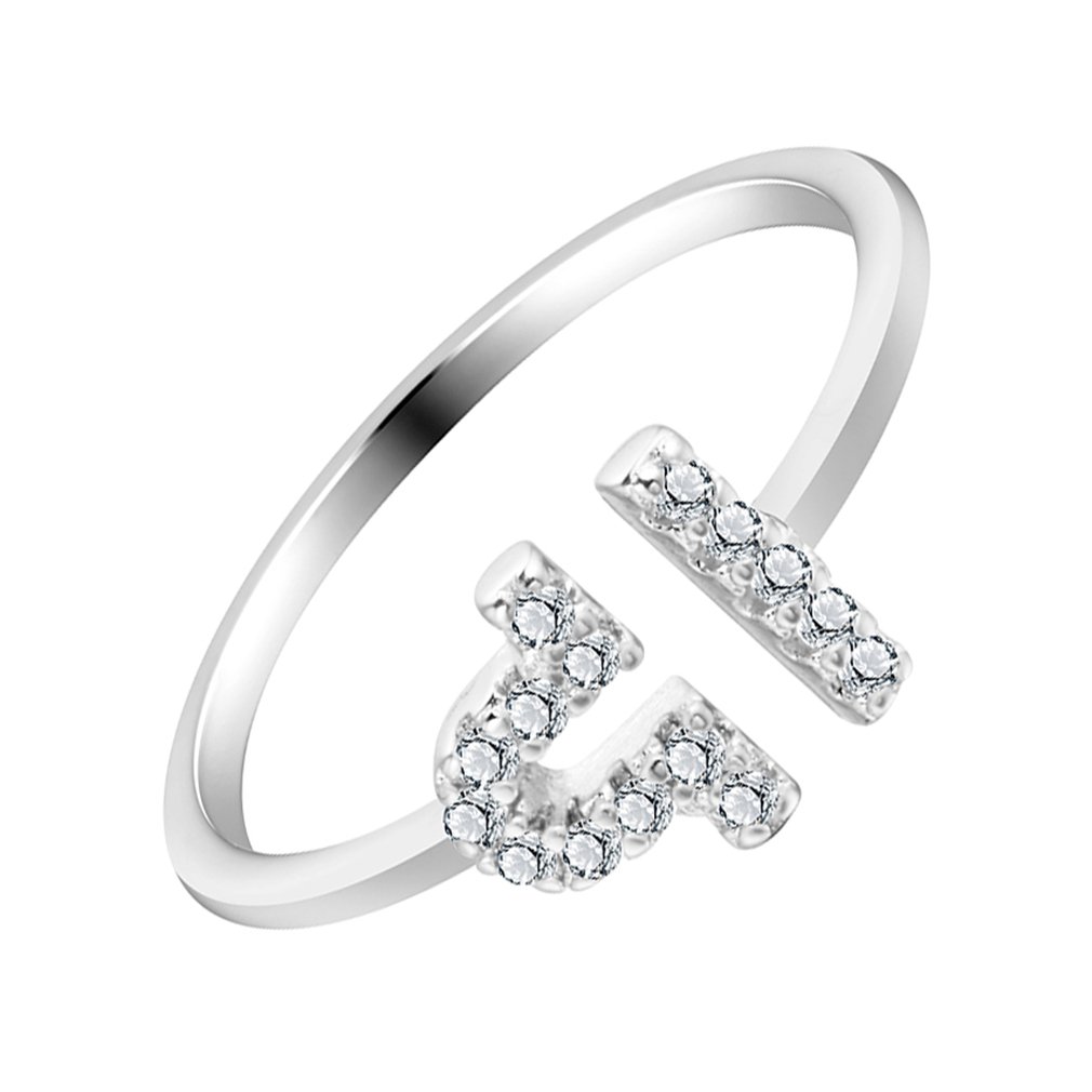 QIANDI 925 Sterling Silver Ring Birthday Gift Libra Star Constellation Zodiac Round Zircon Open Ring