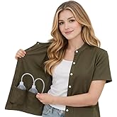USBD Post Mastectomy Shirt with Drain Pockets Band Collar Post Op Recovery Tops