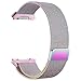 hooroor for Fitbit Ionic Bands Small and Large for Women Men, Fully Magnetic Closure Clasp Mesh Loop Milanese Stainless Steel Metal Band (Colorful Small)