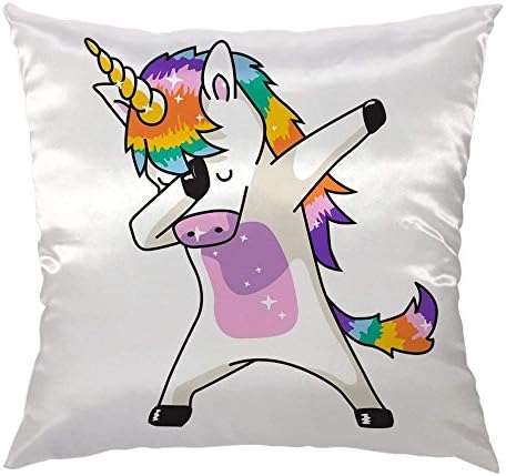 Rdsfhsp Unicorn Throw Pillow Case,Unicorn Cute Dabbing Funny Dab Dance Satin Cushion Cover Square Standard Home/Sofa Decorative for Men/Women/Kids Multicolor
