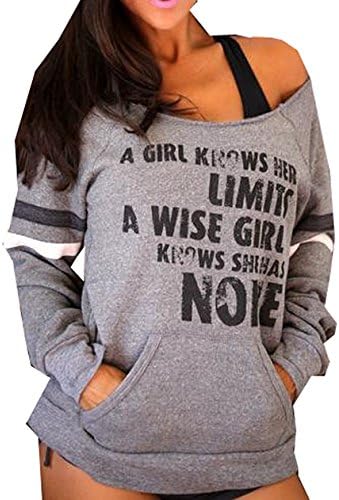 Letbe Lovely Fashion Women's Letter Printed Vogue Causal Comfy Pullover Top Blouse GrayChina S/US XS