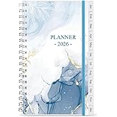 2026 Pocket Planner/Calendar - A6 Weekly & Monthly Organizer Notebook & Journal to Track Goals, Easy to Organize Your Daily Life, Medium 3.75" x 6.75", Blue Watercolor