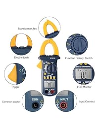 Multímetros, medidor de abrazadera digital, alcance automático AC DC Multímetro de prueba 6000 monturas, TRUE RMS NCV Ohm Diodo Resistencia Medidor de Capacitancia de Temperatura Medida Prueba de Prueba Multimetro de Abrazadera