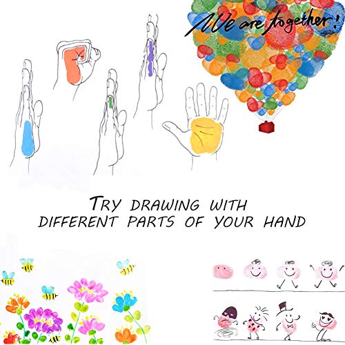 Craft Large Ink Pad Stamps Partner DIY Color, Washable Rainbow Finger Ink Pad for Fingerprints Birth Footprint Rubber Stamps for Office Usage Kids Gift (Set of 9) - Thumbnail 5