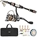 PLUSINNO Fishing Rod and Reel Combos -24 Ton Carbon Fiber Telescopic Fishing Pole - Spinning Reel 12 +1 Shielded Bearings Stainless Steel BB-Free Carrier Bag Case, Travel Saltwater Freshwater Fishing