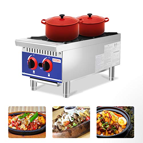 Commercial Countertop Hot Plate KITMA 12 Inches 2 Burner Natural Gas