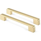 Rergy Cabinet Pulls Gold Handles for Cabinets, 10Pack Gold 6-1/4inch Hole Center, Square Drawer Hardware Zinc Alloy Dresser H