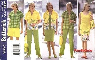 Butterick Sewing Pattern 5054 Misses'/ Misses' Petite Shirt, Dress, Shorts, Pants &amp; Bag, Size 6 8 10