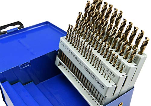 MaxTool 60 Piece Jobber Length Drill Bit Set; High Speed Steel HSS M2; Number Wire Gauge 1 to 60; Golden Surface; Fully Ground; JBS02G10R60 - Thumbnail 5