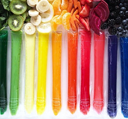 ROSENBERG 100ct Ice Pop Mold DIY Popsicle Bag Pouch 2x10inch FDA Approved &amp; BPA Free, Self Standing, Durable &amp; Thick, Reusable/Disposable. Use For Gogurt, Wedding &amp; Party Favor Bag