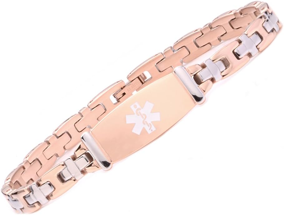 Fashion Lady Stainless steel Medical Alert id Bracelets with Free Engraving