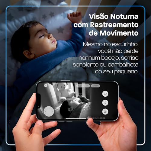 Babá Eletrônica Wi-Fi Velds, Visão Noturna, Detecção de Choro, Sensor de Temperatura, Áudio Bidirecional, Armazenamento até 256GB, Câmera Monitor de Bebê com Capinha Verde Dragão