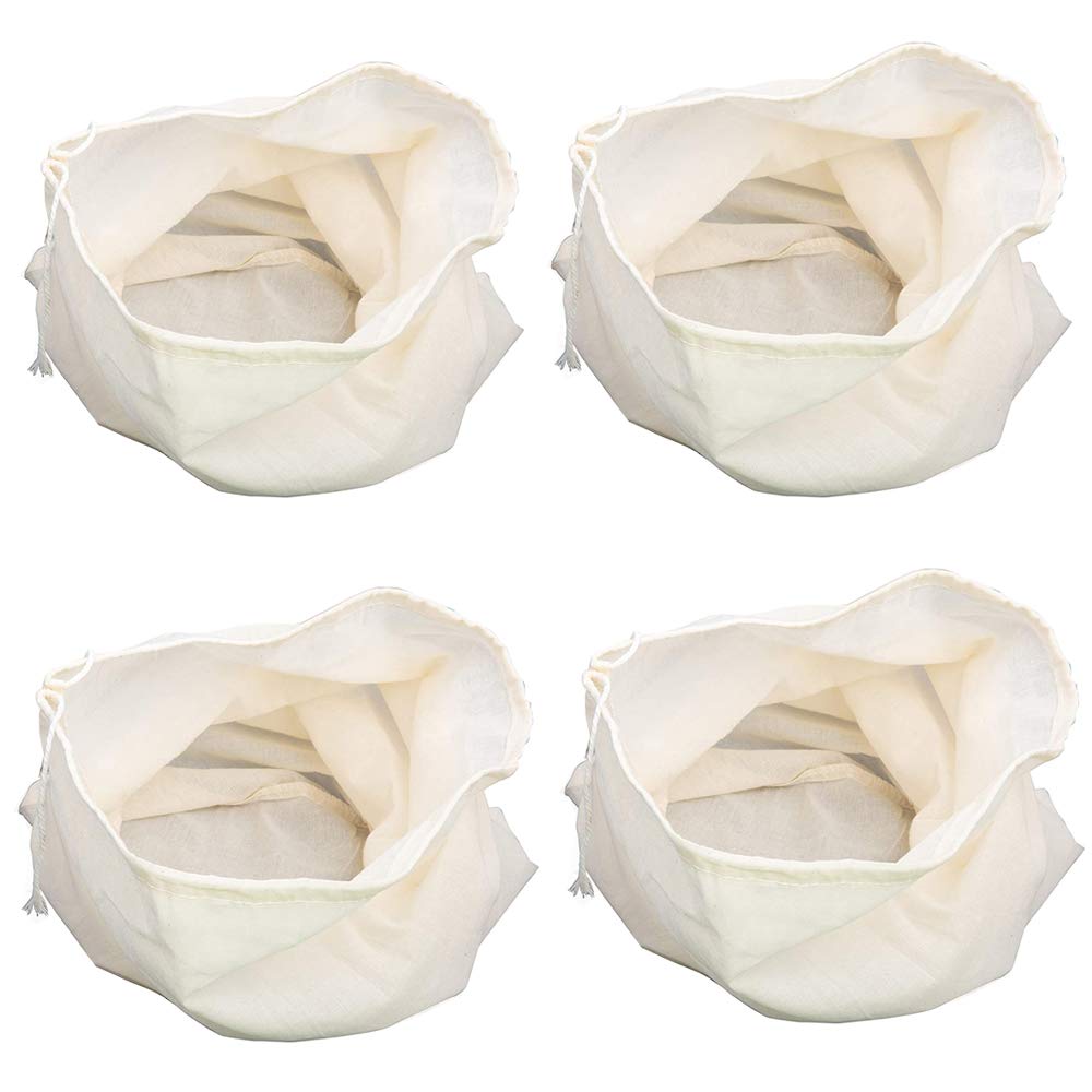 4Pcs Straining Bag Muslin Bags for Straining Filtering Wine Beer Jam Marmalade Home Brew & Boiling Hops(2 Size)