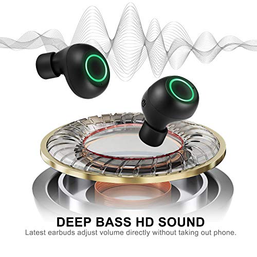 GIEC True Wireless Earbuds Bluetooth Earbuds Wireless Headphones in Ear Built-in Mic Headset Wireless Earphones,90 Hours Playtime,Phone Holder,Power Bank,IPX5 Splashproof Sports Earbuds,LED Display
