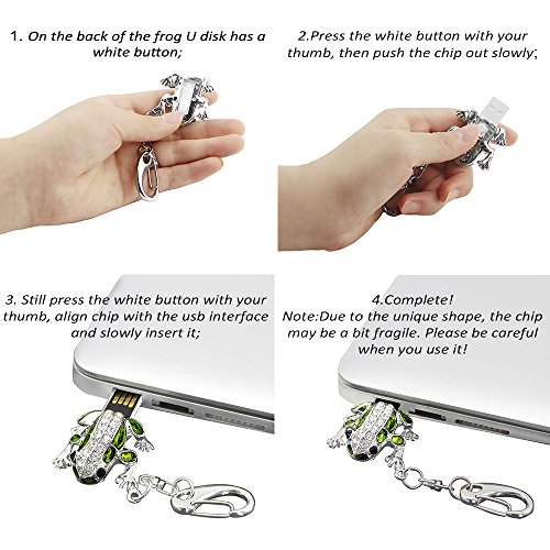 CHUYI Crystal Cute Frog Shape Animal Pen Drive 64GB USB 2.0 Flash Drive U Disk Thumb Drive Memory Stick Jump Drive with Key Chain - Thumbnail 6