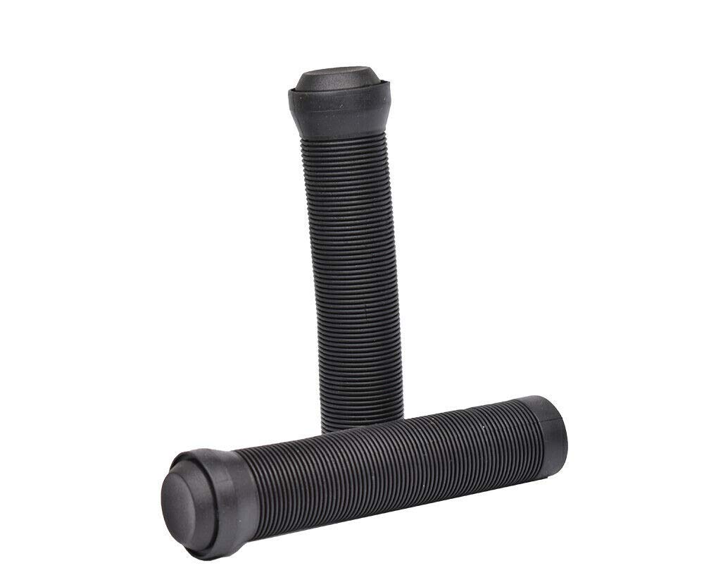 Team Dogz Mixed PU Soft Rubber Flangeless Handlebar Grips For Stunt Scooters, Bikes, MTB, BMX etc With Bung Ends. Long 150mm with 22mm Internal Diameter For Standard & Oversized Bars (Plain Black)