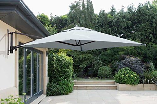 Norfolk Leisure 2m Square Wall Mounted Cantilever Parasol Aluminium Frame 220g Polyester Canopy And 14 Strong 14mm Ribs Amazon Co Uk Garden Outdoors
