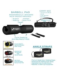 Mind2Muscle Fitness - Pair of Ankle Straps for Cable Machines & Barbell pad with safety straps   Cable ankle straps for workout   Hip thruster pad   Gym accessories for men   Gym accessories for women