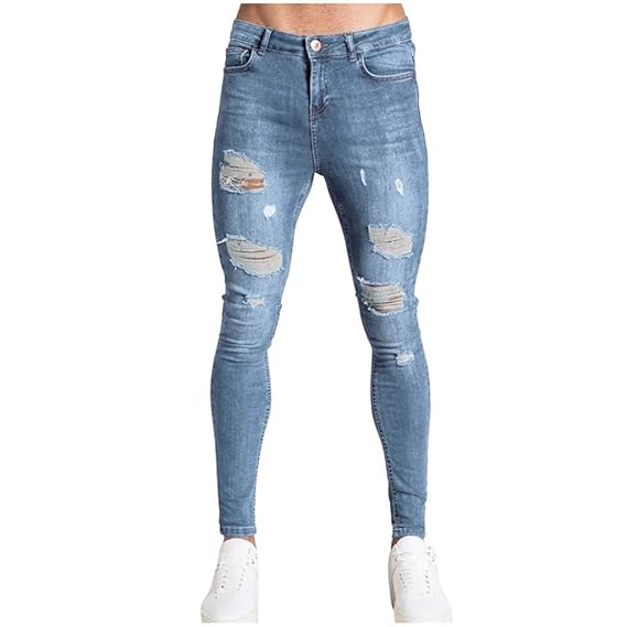 Vectry Pantalones Hombre Moda Jeans Hole Trouser Pantalones